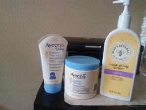 Aveeno eczema therapy and Burt's bees