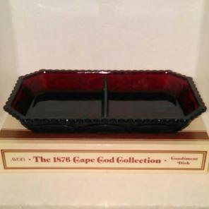 Avon cape cod ruby red condiment dish