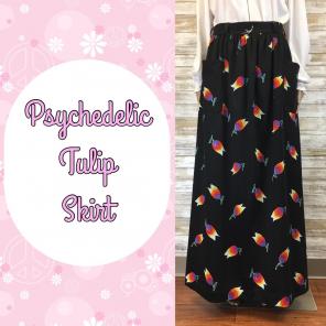 Vintage Psychedelic Tulip Skirt Pockets