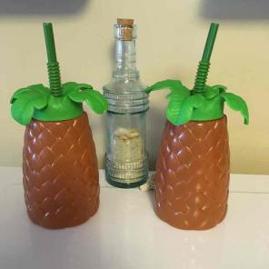 2 palm tree cups with lids BNWT