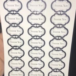 Silver THANK YOU Stickers