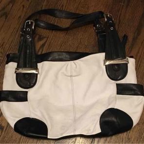 B. Makowsky Black & White Leather Purse
