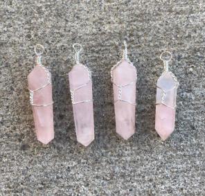 Wire Wrapped Rose Quartz Necklace
