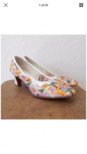 Vintage 50s Sheer Embroidered Shoes