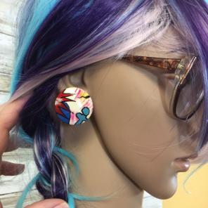 Vintage 80's hand-painted disc earrings