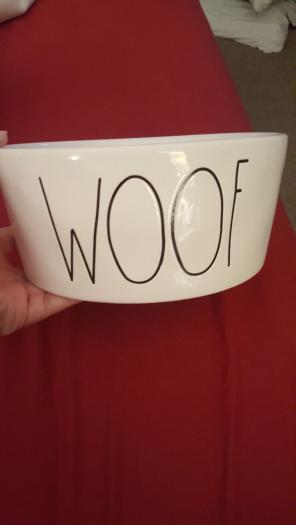 Rae Dunn XL Woof Dog Bowl