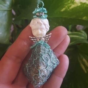 Green aventurine angel prosperity amulet