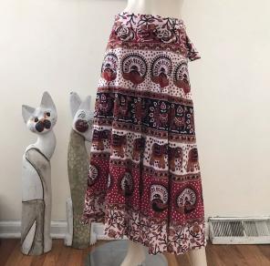 Turkey Print Gypsy Wrap Skirt S
