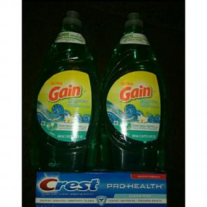 Gain Dish Washing & Crest Toothpaste