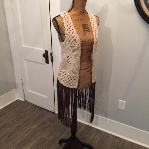Origami Crocheted W/ Fringe Vest