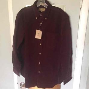 NEW, Brown Corduroy Lgslv Buttondown,M