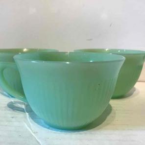 Set of 3 Fire King Jane Ray Jadeite Cups