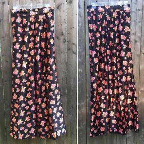 Vintage Black & Pink Floral Palazzo Pant
