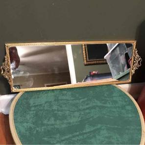 Vintage mirror ornate floral vanity tray