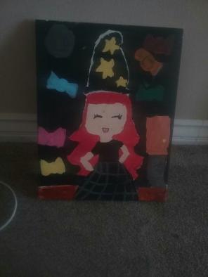 A witch with a door and candy handmade