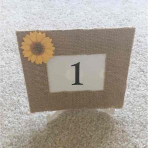 Burlap & Sunflower Wedding Table Numbers