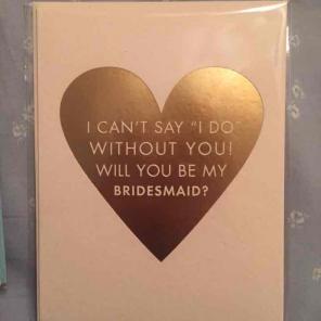 3 gold heart bridesmaid cards