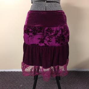 Fuchsia Pink Velvet & Lace Skirt NWOT