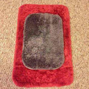 Grey and Red Bath Rugs