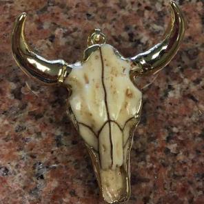 Gold resin plated buffalo skull pendant