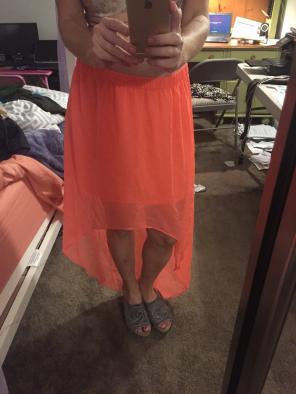 Express Coral Skirt Sheer Chiffon Large