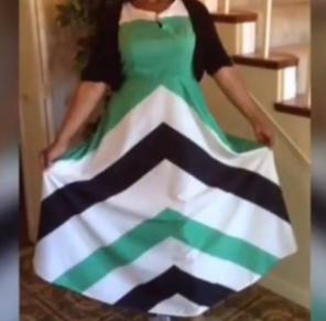 Chevron Striped Color Block Dress, XL