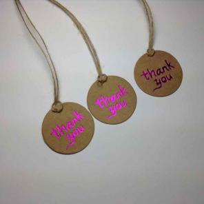 Kraft hot pink thank you tags 25 count