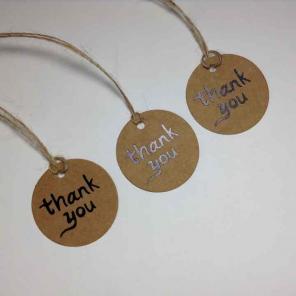 Black Kraft thank you tags with string