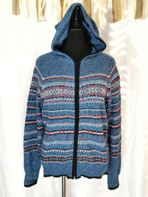 Vintage Blue Striped Pattern Sweater
