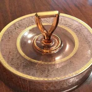 Vintage Pink Depression Glass Tray