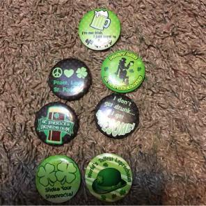 Set of seven glow in dark st pats pins