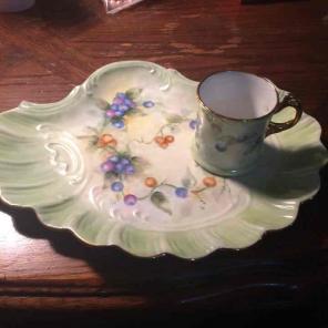 Antique porcelain blueberry snack set