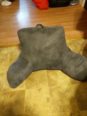 Grey back and armrest pillow