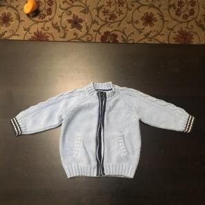 Light Blue Knit Zip Down Sweater