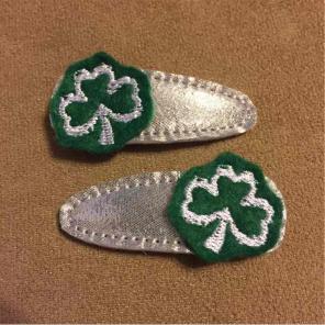 St. Patrick's day clover barrettes