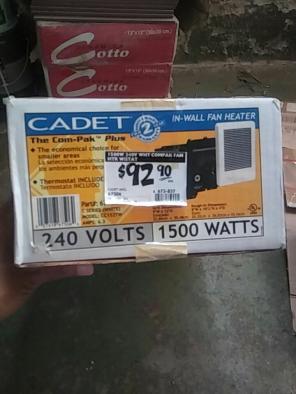 Inwall heater/thermostat