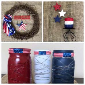 Patriotic Wreath Ball Mason Jar Candles