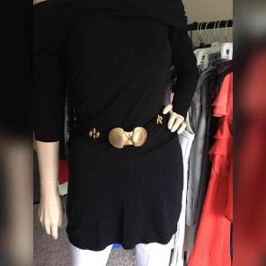 Vintage Corded Seashell Belt-Black