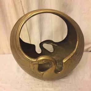 Vintage Brass Swan Planter