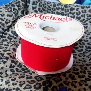 Red velvet ribbon 32' feet 12" in.
