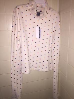F21 Muticolor Hearts White Turtleneck