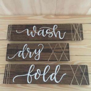 Rustic laundry wood signs