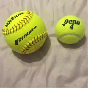 Softball and tennis ball