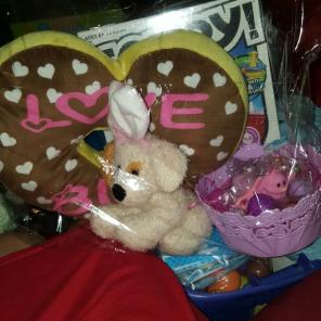 Love pillow,dog bunny,basket and sorry