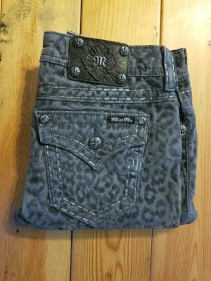 Miss Me Gray Leopard Skinny Cargo Pants
