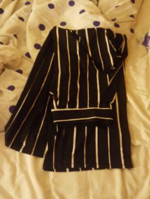 Maurices black and white striped large