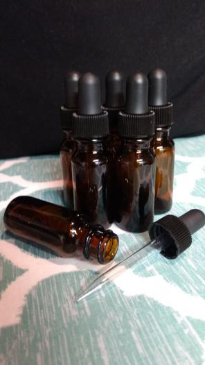 Amber glass bottles with glass droppers