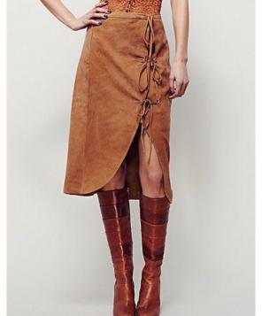 Free People It's A Wrap Suede Skirt