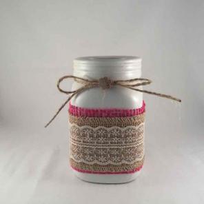 White Mason Jar Vase