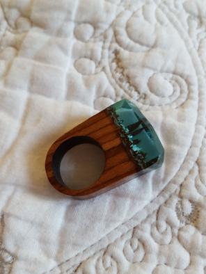 Blue Secret Forest Wooden Ring